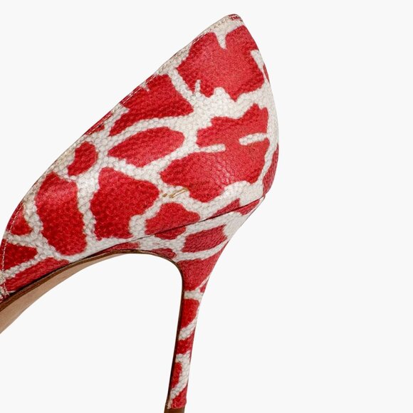 Manolo Blahnik Tayler Orange Floral Fabric D’Orsay Pumps Heels Size 40 US 10 - Picture 8 of 13